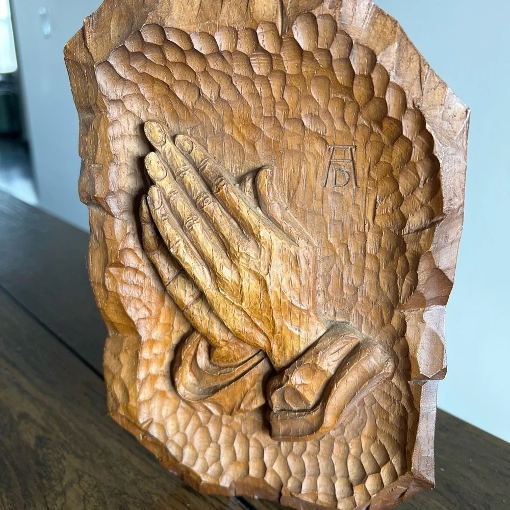 Vintage Albrecht Durer Praying Hands Metal Wood Wall Plaque Made In Germany